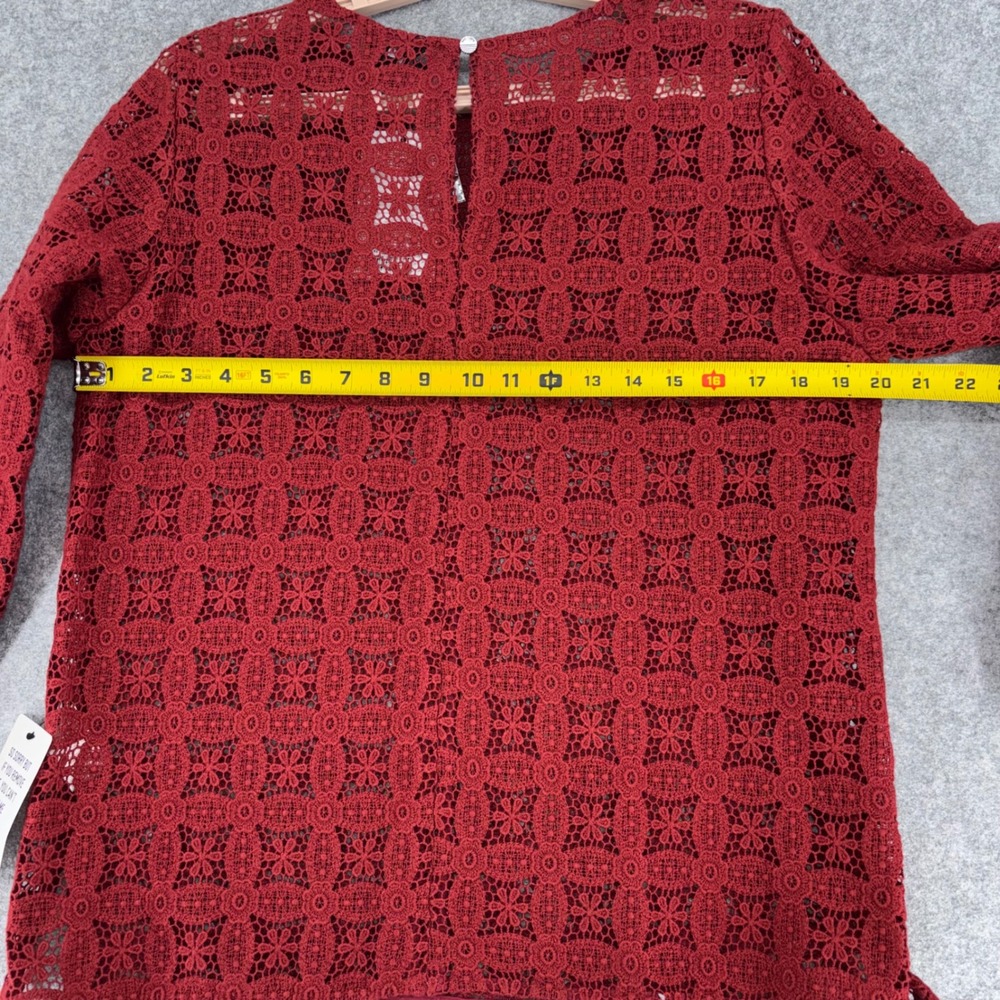 Saint + Sofia Sadie Blouse Burgundy Organic Cotton Lace Eyelet Top USA 10 NEW - Picture 8 of 11